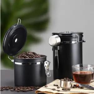 [블루마켓]VENT 304스텐 타임다이얼 원두커피통 TBEAN185 블랙 정리함 보관함 수납함 미니 티박스