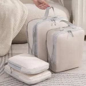 깔끔한 캐리어 여행 짐정리 2중 압축 파우치 4종 세트 kwQ2+6Wha
