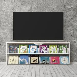 원목 2단 전면책장 핸드메이드 통원목 유아 아기 거실 티비아래 책장