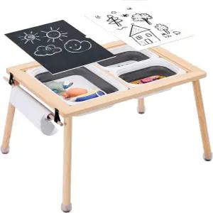 용 우드 시티 감각 테이블 놀이 학습지 롤 홀더 실내/외 몬테소리 모래 및 물 접이식 장난감 보관함 포함