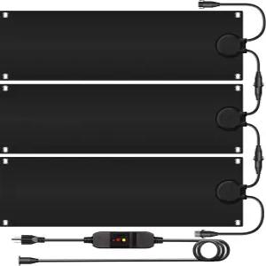 월렌시 스노우 멜팅 매트 실외 계단용 플러그 포함 10인치 x 30인치 3팩 그래핀 온열 미끄럼 방지 고무