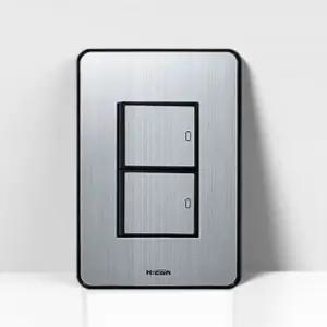 현대 2구스위치 실버 전기 전등 벽 스위치 커버 aSU4+3QkS