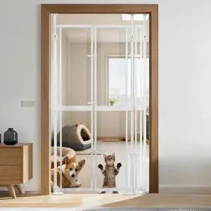 NiceTCU 74.80-98.43 엑스트라 톨 캣 게이트 33.86 및 35.80 너비 투명 풀 도어 펫 출입구 계단용 드릴링