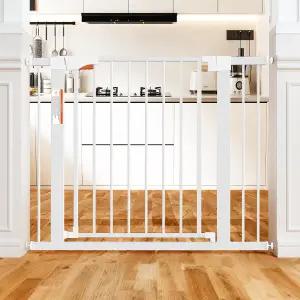 도어용 클래식 마처 메탈 개 게이트 실내용 압력 장착 자동 닫힘 펫 반려견용 게이트(흰색 36인치 높이)