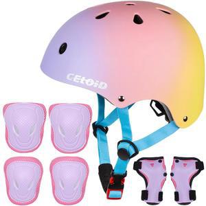 셀로이드 자전거 스케이트보드 헬멧 패드 세트, 토들러 사이클링 보호 기어 무릎 및 팔꿈치 손목 보호대 5-8-10-12-14-16세 여자 남자 스쿠터 롤러 스케이트 인라인 롤러블레이드 제공