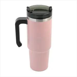 써머원 보온보냉 빨대 텀블러 900ML 핑크 휴대용 스텐텀블러 등산물통 음료컵