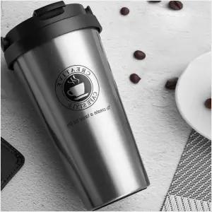 카페스타일 밀폐 뚜껑 텀블러 450ML 실버 스텐컵 보냉 보냉병 물병