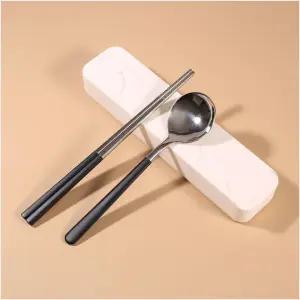 키친홈 휴대용 수저 2세트 화이트 캠핑 피크닉 나들이 도시락 수저세트 런치 나들이