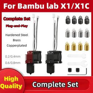 밤부랩 X1 카본 올인원 핫엔드 키트 냉각 팬이 있는 경화강 노즐 업그레이드 2.0