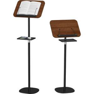 SNUGHOME 탈착식 트레이가 있는 플로어 북 높이 홀더 스탠드 53.3CM-129.5CM(21-51인치), 음악 교과서 우드 노트북 디스플레이용 조절 스탠드, 독서용 요리책 스탠딩