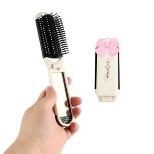 ( )휴대용 접이식 거울 빗 미니 헤어브러쉬 포켓 손거울 빗