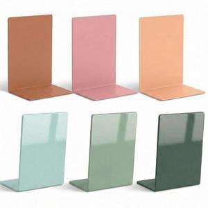 BRIGHTROW 6팩 아크릴 북엔드, 선반용 두껍고 북 정리용 (어스 미끄럼 다양한 홈 톤) 다채로운 엔드, 스토퍼 안정적인 방지 색상, 오피스 교실