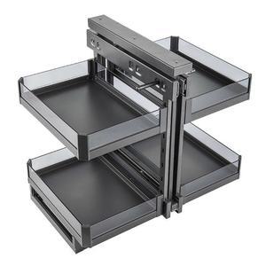 코너 바구니 올인원 작은 괴물 주방 찬장 다용도 회전 냄비 수납 선반 댐퍼