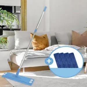 극세사막대걸레 가정용 거실 국산 극세사 막대 물 걸레 대걸레 밀대 청소기 패드 4장 세트