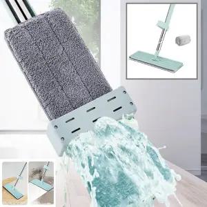 극세사마포걸레 청소용 헤드회전 원터치 탈수 극세사 밀대 봉 마대 걸레 패드 2P 세트