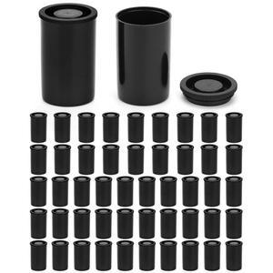 QWORK 뚜껑이 있는 필름 통, 플라스틱 소형 50개, 액세서리, 카메라 용기 활동용, 226.8G(8온스), 블랙 릴 과학