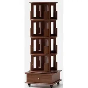 바퀴달린 회전 책장 북트리 거실 월넛 선반 서재 5단