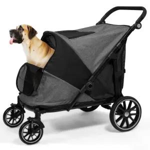 중형/대형견용 케니온 반려견 유모차 보관 포켓 및 충격 흡수 기능이 있는 2마리 반려견용 초대형 반려동물