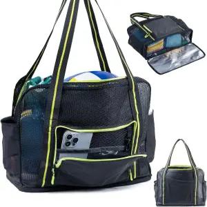 대형 메쉬 비치백 엑스라지 모래 털림 방지 수영장 가방 물놀이용 숄더백 수건 소지품 수납 포켓 포함