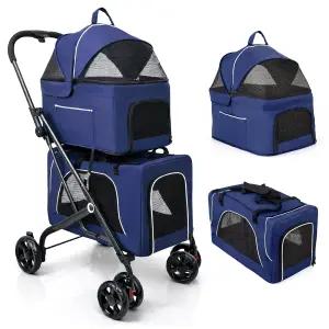 고양이/개 유모차 2대용 펫몰리코 더블 펫 분리형 고양이 캐리어 2대 소형/소형견용 노집 트래블
