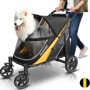 대형 및 중형견을 위한 펫보비 반려견 유모차 - 한 발 브레이크가 있는 이지 폴드 듀얼 엔트리 반려동물