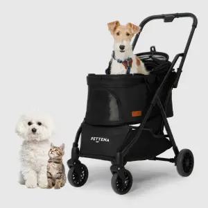 페트테나 접이식 반려동물 유모차 소형견 고양이를 위한 4륜 산책 카트 보관 바구니가 있는 여행용 캐리어