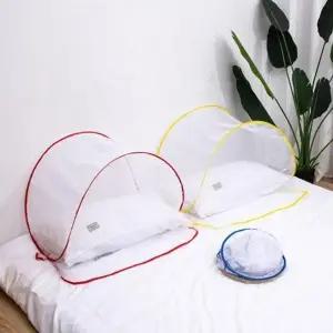 (색상 블루)휴대용 미니 모기장 원터치 방충망 싱글 침대 유아 아기 텐트 설치 유아용 접이식