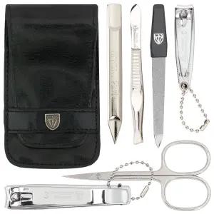 3 검 독일 - 블랙 합성 가죽 케이스로 전문 네일 케어를 위한 브랜드 품질의 6피스 매니큐어 페디큐어