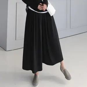 여성 주름 스판 와이드 통바지 치마바지 밴딩 팬츠 -WPN0726- 봄 가을
