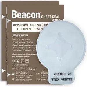 비콘 가슴 씰 [2팩] - 개방형 관리용 통풍 6인치 원형 특허받은 시스템 현장용 외상 드레싱 제공