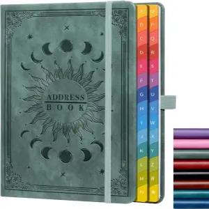 다채로운 알파벳 탭이 있는 주소록(8.4인치 x 5.7인치) - 웹사이트 비밀번호 전화번호 소프트웨어 라이선스