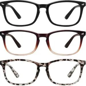 MEETSUN 3팩 블루 라이트 차단 안경 안구 피로 방지 두통(수면 개선) 컴퓨터 UV400 렌즈(블랙 + 브라운