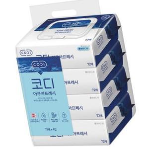 [2개구성] 72 4 CODI 미용위생용품 일반 코디 아쿠아프레시 물티슈 AEW9CB023