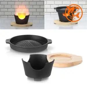 ( )휴대용 캠핑 그릴 통무쇠 팬 안전한 고체연료 미니 화로