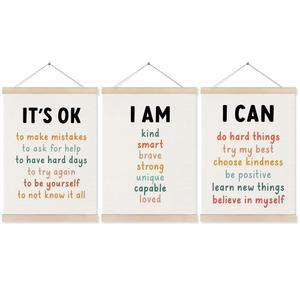 코에수스 영감을 주는 교실 벽 예술 포스터 걸이 프레임 12x16 인치 3 세트, 어린이를 위한 긍정적인 평가, 동기 부여 캔버스 그림 프린트 교실 방 놀이방용 액자 벽 장식