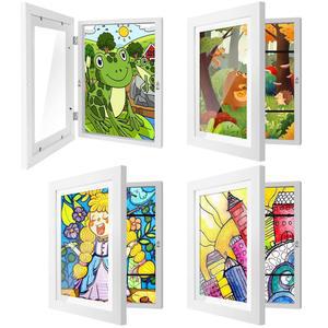 아이메롯 4팩 아트 프레임 8 5x11인치 아트워크 플립 프레임, 그림 표시, 학교 드로잉 프로젝트 보관, 수평 수직 벽걸이, 전면 개구부, 흰색으로 변경 가능