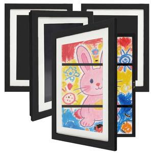 위프로 아트 프레임 8 5x11, 4팩 전면 개봉 아트워크용 변경 가능한 액자, 각각 150개씩 보관 가능, 아트워크 보관 및 그림, 포트폴리오, 블랙용 벽 디스플레이 프레임