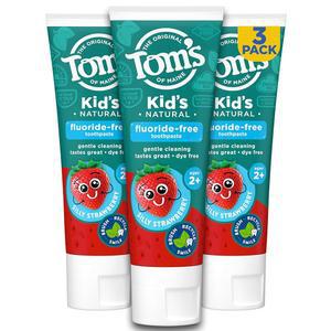 메인 내추럴 불소 프리 치약의 톰스, 2세 이상, 실리 스트로베리, 5.1온스. 3팩(원래 포뮬러로 다시 제공)