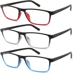 mrbobmslee 남성용 독서 안경 3개 세트 블루 라이트 차단 컴퓨터 리더스 (1.0-4.0)