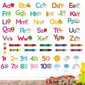 아이들을 위한 AOWDIAO 학습 벽 스티커 - 알파벳, 숫자, 색상 및 동물 껍질 벗기기 및 붙이기 - 교실, 보육실 및 놀이방 교육 장식