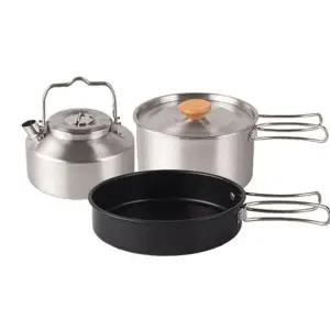 ( )캠핑 스텐 3종 코펠세트 휴대용 접이식 냄비 포트세트