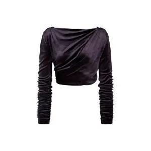 [릭오웬스] 드레이핑 소프트 벨벳 크롭 탑 다크 퍼플 153592246