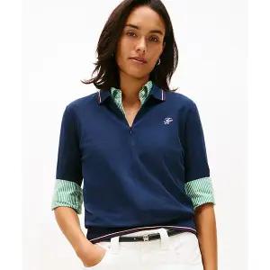 타미힐피거 TOMMY HILFIGER 하프 집업 반팔 폴로 티셔츠 T22G0TPI031WT1C1G 366917