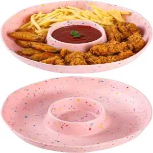 Zarocrus 멜라민 칩 및 딥 서빙 플래터 세트 2 13인치 대형 분할 애피타이저 그릇 살사 채소 과일 스낵