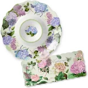 가든 패스 멜라민 2피스 애피타이저 호스티스 세트 - 칩 앤 딥 플래터 14.5인치 및 직사각형 서빙 트레이