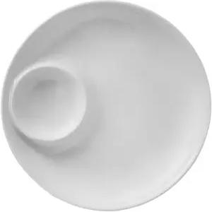 만두 스낵과 애피타이저를 위한 소스 구획이 있는 9인치 화이트 세라믹 인디쉬 서빙 플레이트 - 우아한