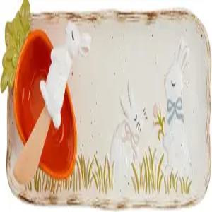 머드 파이 버니 딥 앤 트레이 세트; 4 3/4인치 x 12 1/4인치 컵 4인치 2 스프레더 5 1/2인치