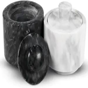 리진류 대리석 소금과 후추 저장고 세트 뚜껑이 있는 흑백 보관 용기 허브용 주방 향신료 그릇 설탕 커피