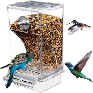 자동 조류 공급기 스플래시 방지 노 잡종 새장 액세서리 잉꼬 카나리아 코카티엘 핀치용 아크릴 투명 씨앗