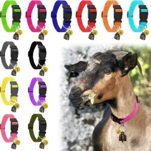 진도어 12팩 염소 목걸이 벨 및 번호표 조절 가능한 나일론 방목 구리 반려동물 플라스틱 ID 소규모 농장